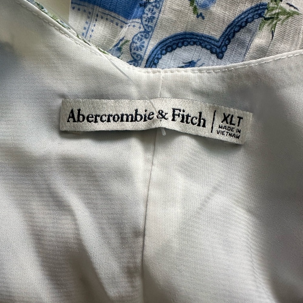 Abercrombie & Fitch Light Blue Floral Open-Back Trapeze Mini Dress Size XL Tall - Picture 9 of 13